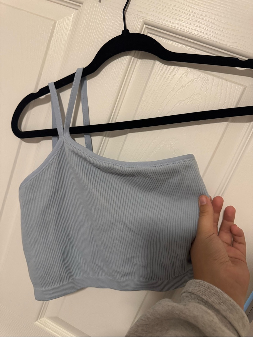 aerie Light Blue Ribbed Double-Strap Bandeau Top